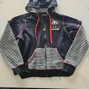 Skelanimals Kit The Cat Striped Hoodie Dead & Cuddly Hoodie Black Size Small